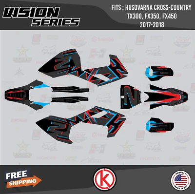 Kit de gráficos para Husqvarna TX300, FX350, FX450 (2017-2018) Vizion - Red Shift Foto 1 de 4
