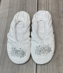 Zapatillas de Ballet David Tutera Novia Talla S/M Blanco Encaje Estrás Boda - Imagen 1 de 4