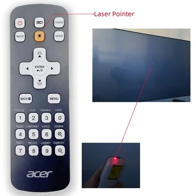 Original ACER Projector Remote Control For X168H, H6815BD, E8615, X1328, X1129HP - Image 1 of 4