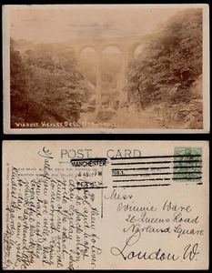 1906 HEALEY DELL VIADUCT Rochdale REAL PHOTO POSTCARD Used by Brierley of Oldham - Picture 1 of 1