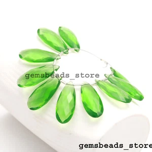 Chrome Diopside Gemstone Hydro Quartz Briolette Faceted 30x10MM 5 Matched Pairs - Picture 1 of 8