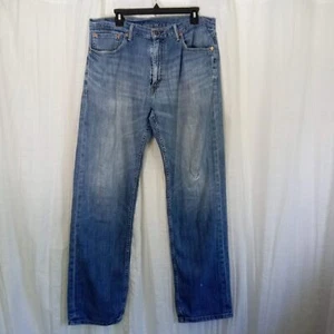 Jeans Levi's 505 36 x 34 TAB rosso vita alta blu denim morbido invecchiato fori zip - Foto 1 di 14