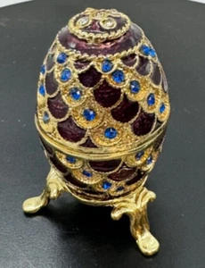 Lauren Egg Trinket Ring Box OBJET D'ART Art Form Fine Collectibles 3.0"H w/Stand - Picture 1 of 5