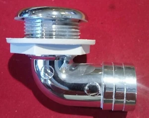 TH MARINE CHROME PLATED PLASTIC 1 1/8" 90 degree Barbed Short Stubby  TH 1890 CP - Picture 1 of 3