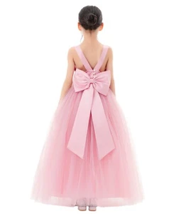 Open Back Flower Girl Dress Birthday Party Dresses Father Daughter Dance Dress - Picture 1 of 36