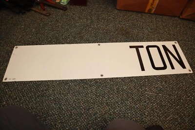 VINTAGE Unspecified  Fillable BLANK TON RAILROAD RR CRANE PORCELAIN SIGN - Image 1 of 4