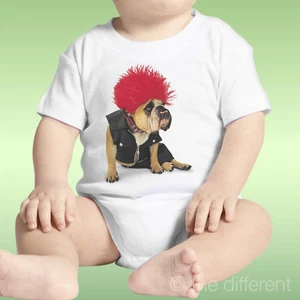 Body Neonato Unisex Cane Parrucca Punk Capelli Rossi Idea Regalo - Imagen 1 de 1