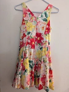Ralph Lauren Girl's Dress Sleeveless Lined Zipped Multicolored Floral Size 14 - Picture 1 of 12
