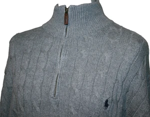 Maglione Ralph Lauren uomo quarto zip maglia cavo - XXL/2XL - grigio - collo alto - top - Foto 1 di 12