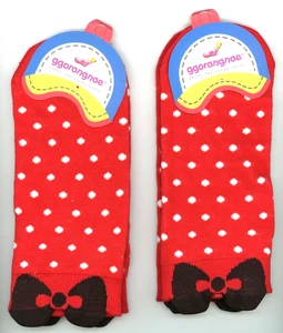 2 Pares Calcetines Parte Superior Baja Talla Mujer Pequeña Niñas LG Ggarangnae Rojo Punteado 7"L Pie - Imagen 1 de 2