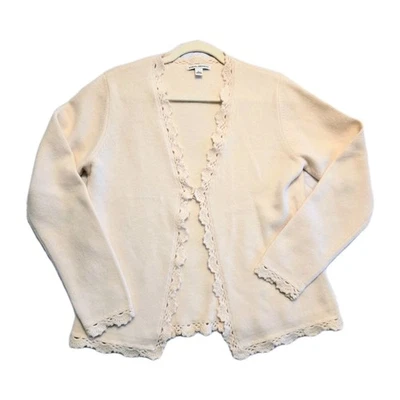 Suéter De Colección Banana Republic Borde Crochet Talla L 2 Botones Delantero Vestido Lana Angora  Foto 1 de 4