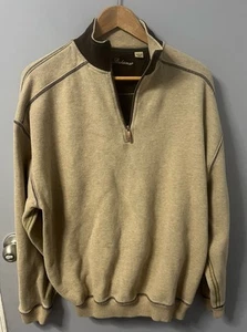 Tommy Bahama Mens Large 1/4 Zip Heavy Long-Sleeved Pullover; Beige. EUC. - Picture 1 of 6