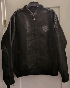 Harley Davidson Bomber Jacket Skull Black XL Motorcycles Willie G Nylon Mesh - Picture 1 of 11