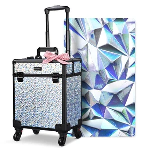 Byootique Rolling Makeup Train Case Cosmetic Trolley Organizer Mermaid Silver - Bild 1 von 9