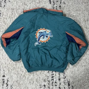 Vintage Miami Dolphins Jacket Mens Large Teal Orange NFL Football Game Day 90s - Picture 1 of 15