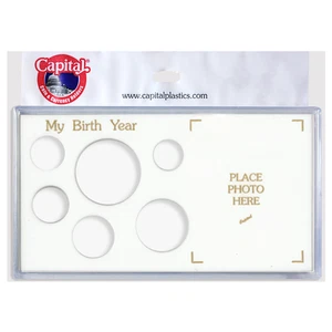 White Capital Plastics 6 monedas EE. UU. Juego de soporte para año de nacimiento-ike dólar a centavo - Imagen 1 de 2