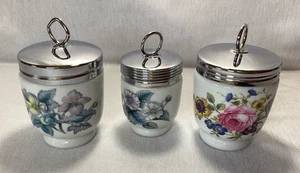 Royal Worcester England 2,75/3" Porzellan Egg Coddlers Blumendesign Menge 3 - Bild 1 von 7
