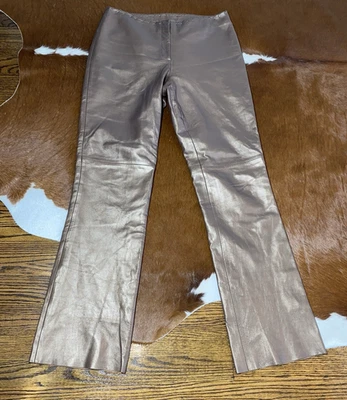 CACHE Metallic Copper Bronze Brown Leather Pants Size 10 Y2K Festival - Image 1 of 4