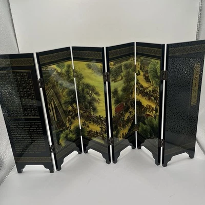 Chinese Symphonic Picture Riverside Scene Qingming Festival Small Folding Screen - Image 1 of 4