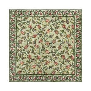 Green & Red Indian Handmade Block printed Cotton Napkin For Dining, Home Decor - Picture 1 of 7