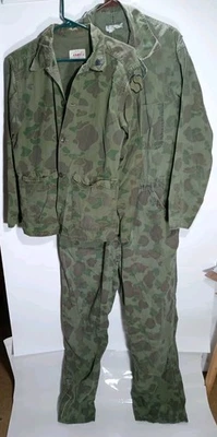 VTG Kamo Shirt Coveralls Hunting Duckhunter Beogam Ripstop Canvas Camo Frogskin - Image 1 of 4