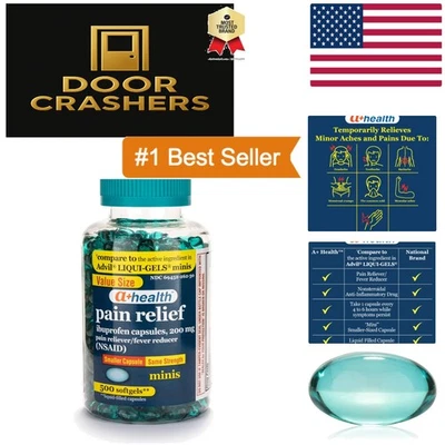 A+ Health Mini Ibuprofen 200mg Softgels - 500 Count, Easy to Swallow Pain Relief - Image 1 of 4