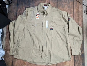 RASCO FR Khaki Langarm Perlen Druckknopf feuerfest Arbeitshemd Größe 5XL lang - Bild 1 von 11