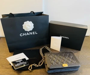 Authentic Chanel Boy Flap Bag Quilted WOC - Picture 1 of 10
