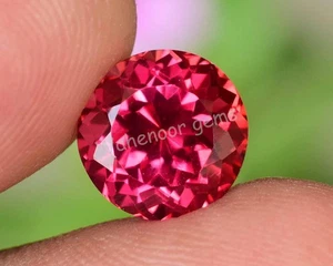 Natural Rubellite Tourmaline 5.00 Ct Red Pink Round Certified Loose Gemstone - Bild 1 von 7