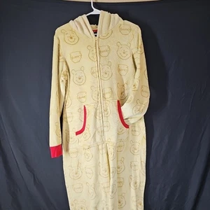 Disney Winnie the Pooh Suit Hooded Zip Costume Adult One Piece Pajamas M - Picture 1 of 12