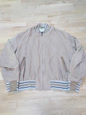 Maus & Hoffman Linen Bomber Jacket Full Zip Men's XXL Tan Beige - Image 1 of 4