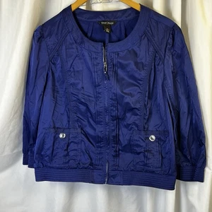 White House Black Market Jacke Damen Gr. 12 Cropped Reißverschluss 3/4-Arm Nylon - Bild 1 von 12