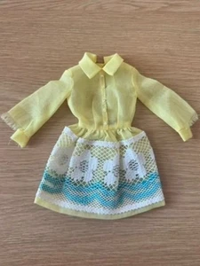 VTG #1487 Shirt Dressy Yellow Barbie Midge MOD Outfit Sheer Flower 1960s RARE - Picture 1 of 6
