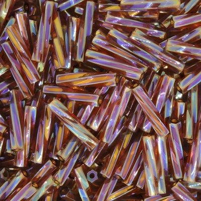 Cuentas de corneta retorcidas Miyuki 2,7 x 12 mm ámbar transparente AB 16 GM Foto 1 de 4