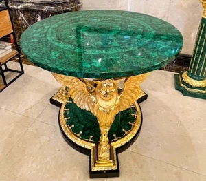 Handgefertigte Couchtischplatte aus Malachitstein | Beistelltischplatte Wohndeko - Bild 1 von 17