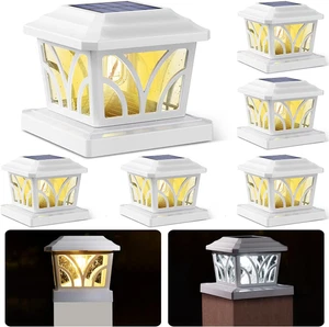 Solar Post Cap Lights Outdoor, Aluminum Glass 2 Modes Edison LED Bulbs for 4X4 5 - Picture 1 of 6