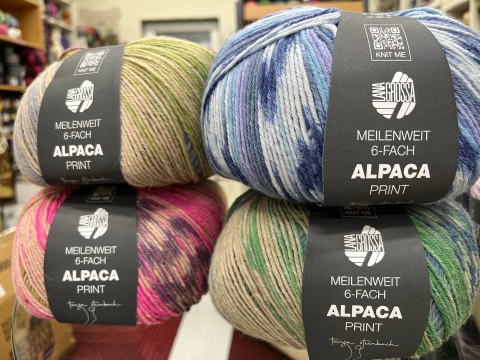 Lana Grossa Meilenweit 6-fach Alpaca Print , SW/PA, 150g ca. 390m, versch.Sorten - Bild 1 von 3