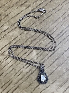 JUDITH JACK MARCASITE STERLING SILVER 925 DESIGNER SIGNED NECKLACE PENDANT 16” - Picture 1 of 3