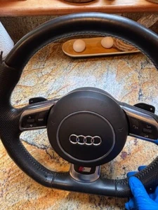 AUDI flat bottom STEERING WHEEL OEM with paddle shifters S line - Picture 1 of 5