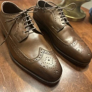 Allen Edmonds 'Grandview' Brown Longwing Derby Leather Wingtip Shoes Sz 8.5 D - Picture 1 of 20