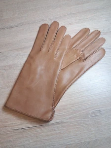 Damen Nappa-Leder-Handschuhe camel Gr 8 mit Viskoseinnenfutter - Bild 1 von 3