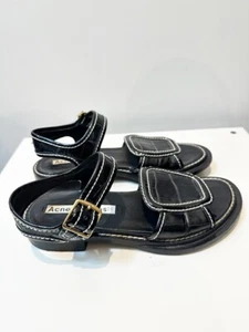 Designer Acne Studios Size 7 38 Croc Patent Leather Women's Sandals - Picture 1 of 6