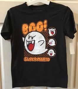 Imperfect Boys Medium Nintendo Super Mario Boo Halloween Black Shirt Ghost BOO! - Picture 1 of 7