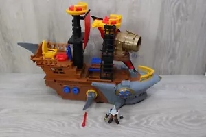 Imaginext Preschool Toy Shark Bite Pirate Ship Playset & Pirate Shark Figure - Picture 1 of 10
