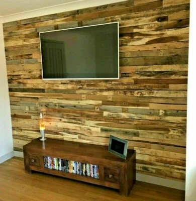 1m² Reclaimed Rustic Pallet Wood Walls Cladding Recycled Timber Planks / Boards - Image 1 of 4