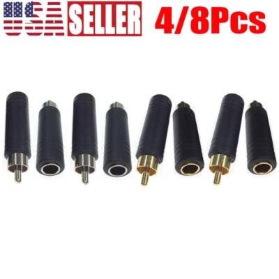 4/8x Female 6.35mm 1/4" Jack to Male RCA Connector Converter Audio Adapter Mono - Image 1 of 4