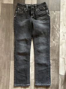 Girls Justice Premium Embroidered Pockets Jeans Size 10 R Black Comfortable - Picture 1 of 4