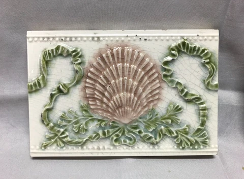 1 Antique ONE Decorative Shell Ceramic Bathroom Tile 4x6 Vintage Old 132-23B Cover