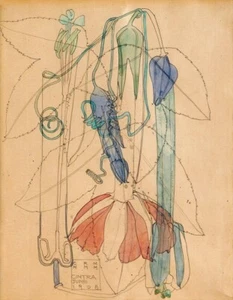 Field Study : Charles Rennie Mackintosh : 1908 : Archival Art Print - Picture 1 of 2
