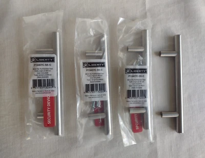 Lote de 4 tiradores de manija de gabinete Liberty de acero inoxidable 3-3/4" 96 mm P13457C-SS-C Foto 1 de 4